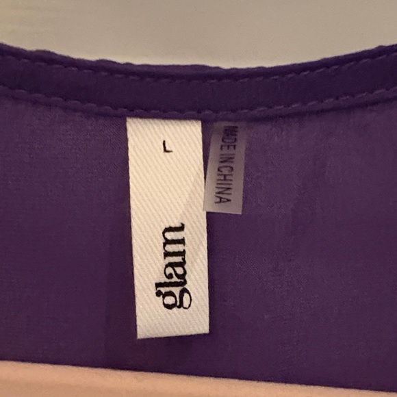 Glam Rich Purple V-Neck Blouse - Picture 2 of 6